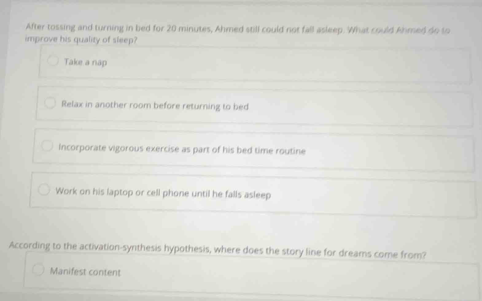 after tossing and turning in bed for 20 minutes, ahmed still could not …