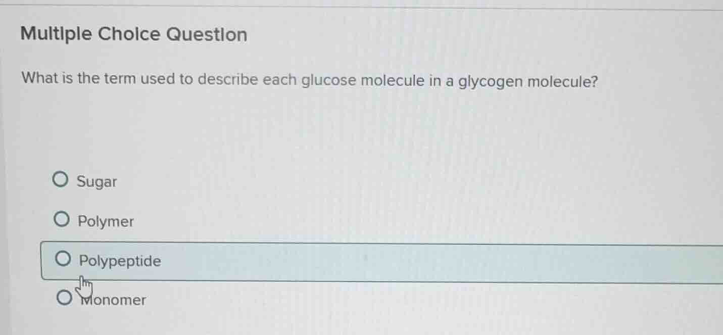 multiple choice question what is the term used to describe each glucose…