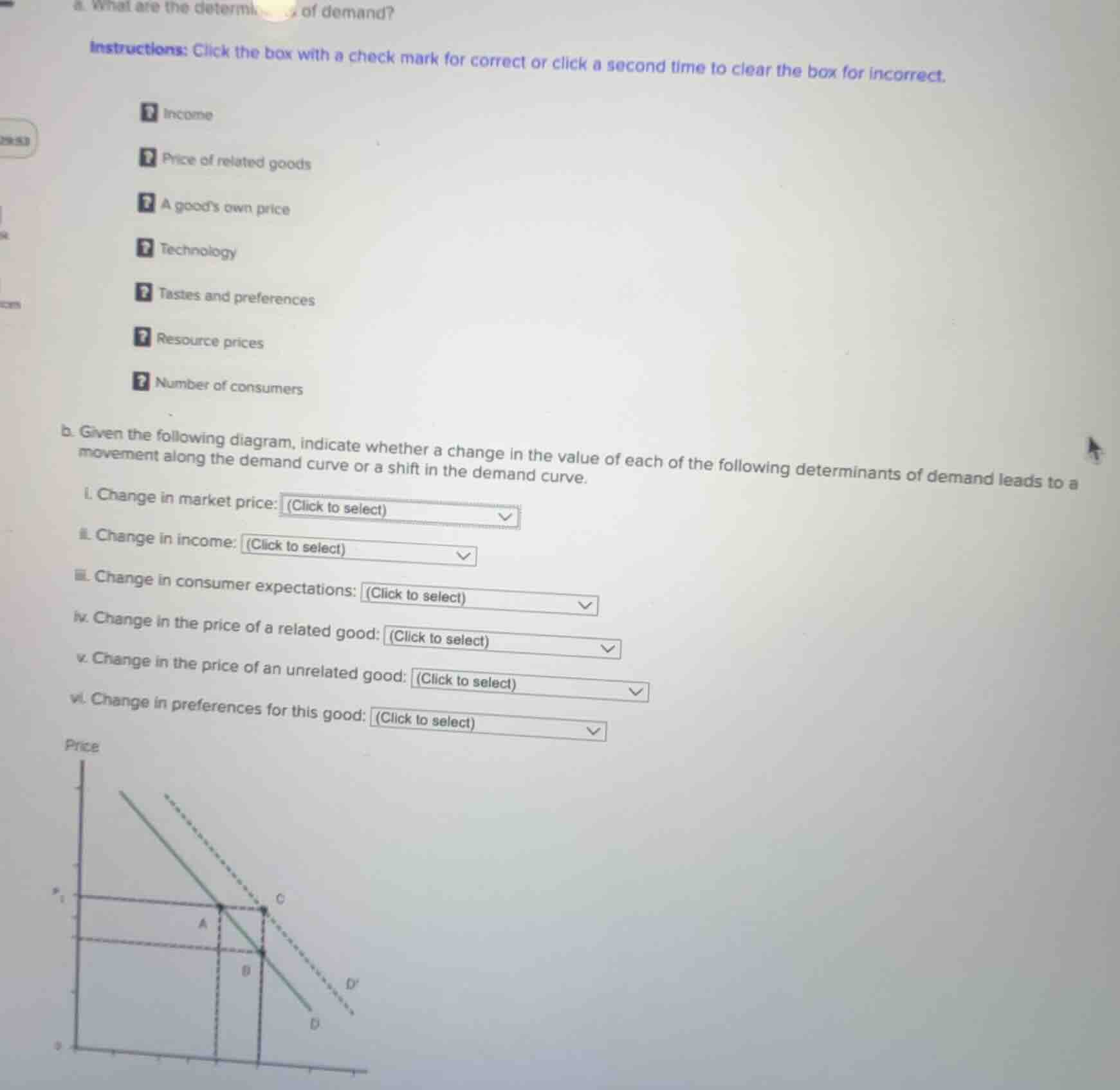 a. what are the determinants of demand? instructions: click the box wit…