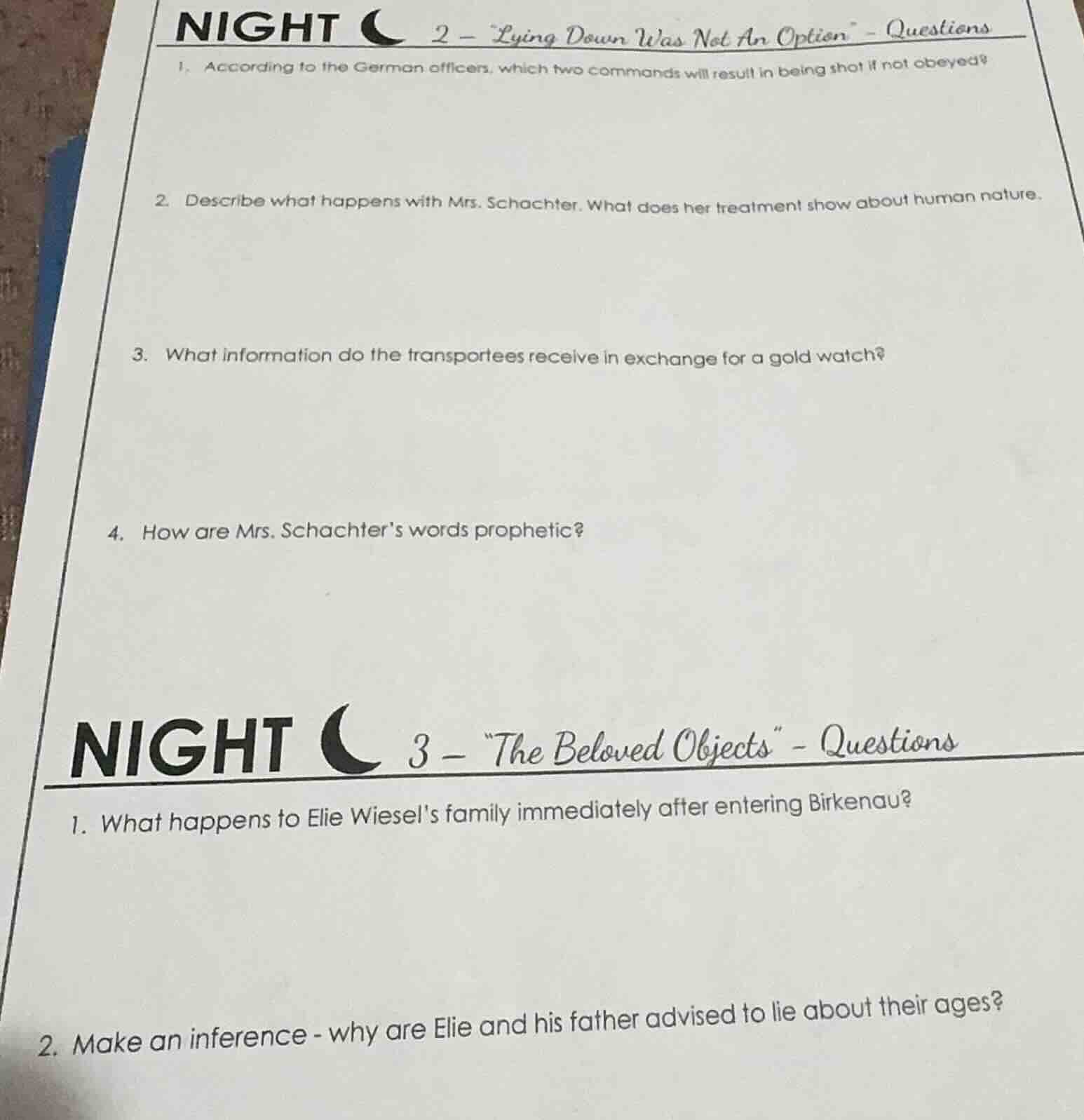 night 2 - \lying down was not an option\ - questions 1. according to th…
