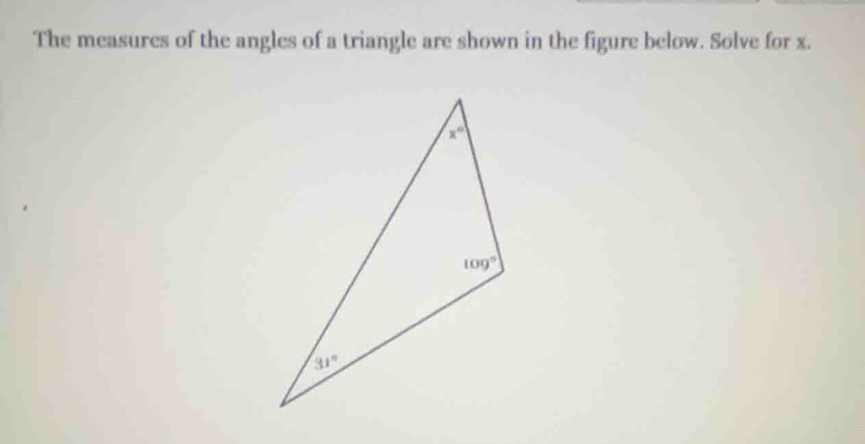 the measures of the angles of a triangle are shown in the figure below.…