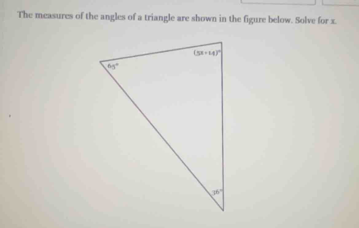the measures of the angles of a triangle are shown in the figure below.…
