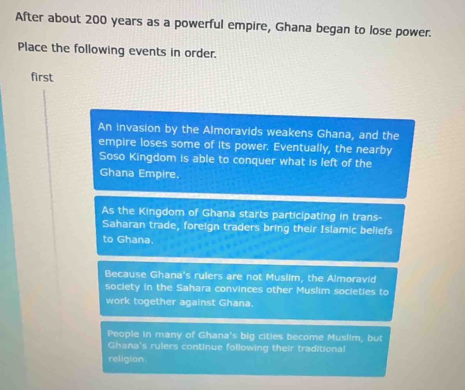after about 200 years as a powerful empire, ghana began to lose power. …