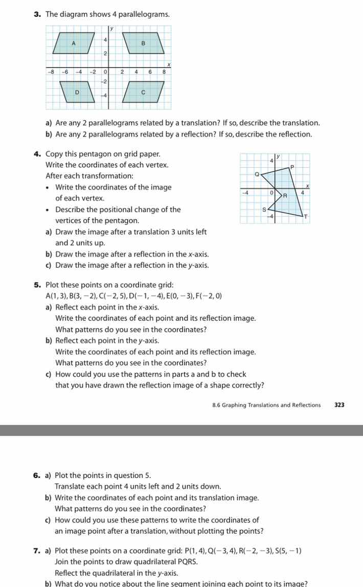 3. the diagram shows 4 parallelograms. a) are any 2 parallelograms rela…