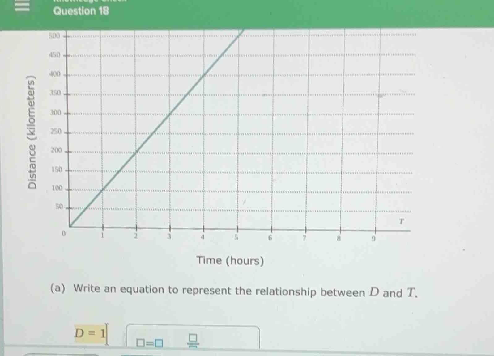 question 18 (a) write an equation to represent the relationship between…