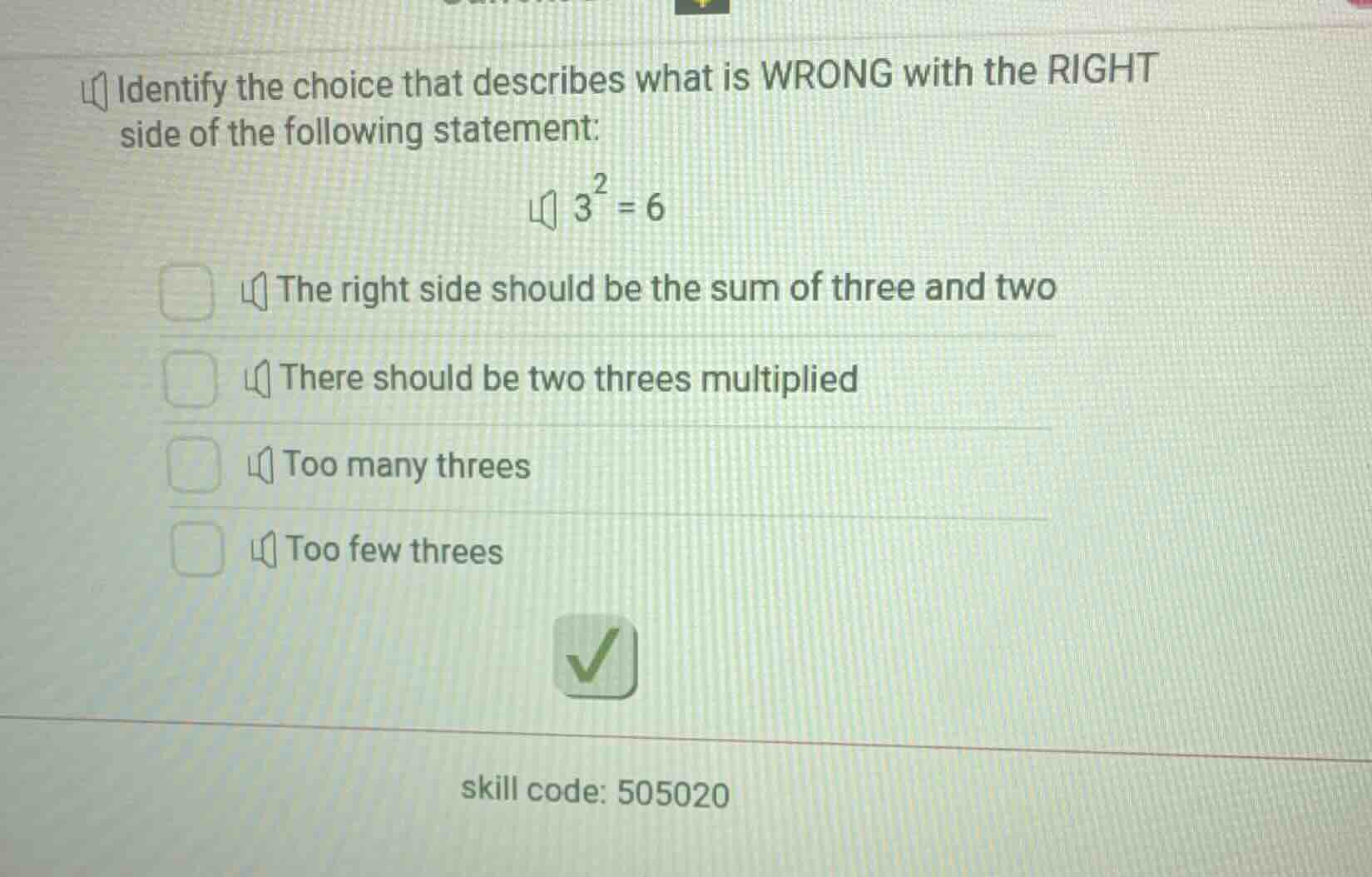 identify the choice that describes what is wrong with the right side of…