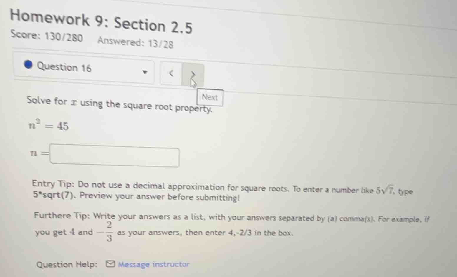 homework 9: section 2.5 score: 130/280 answered: 13/28 question 16 solv…