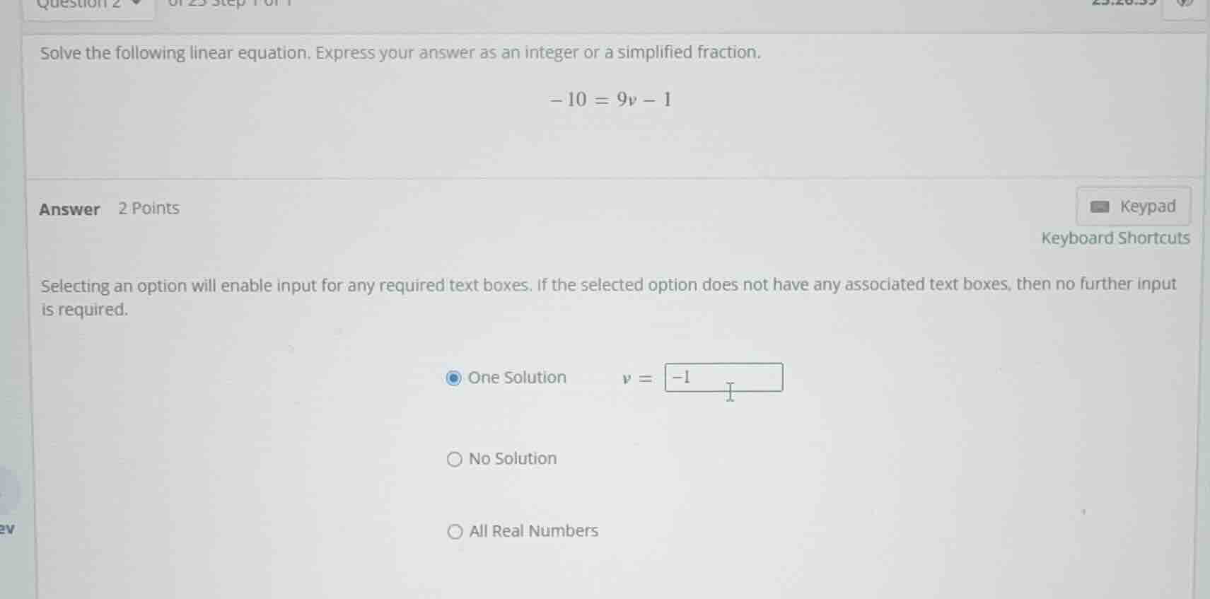 solve the following linear equation. express your answer as an integer …