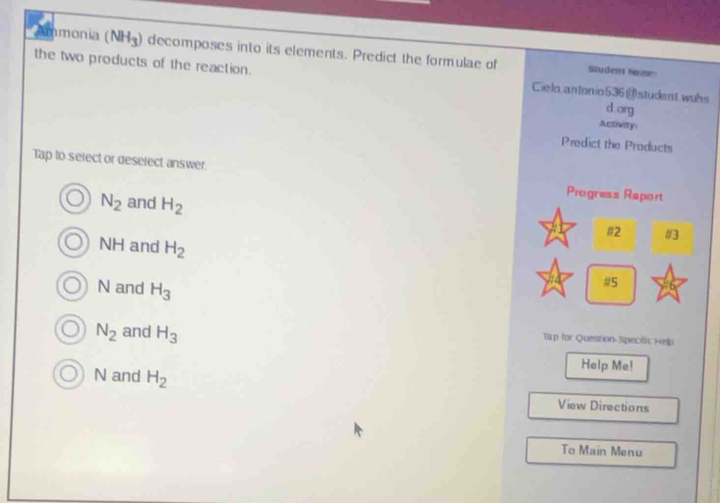 ammonia ($nh_3$) decomposes into its elements. predict the formulae of …