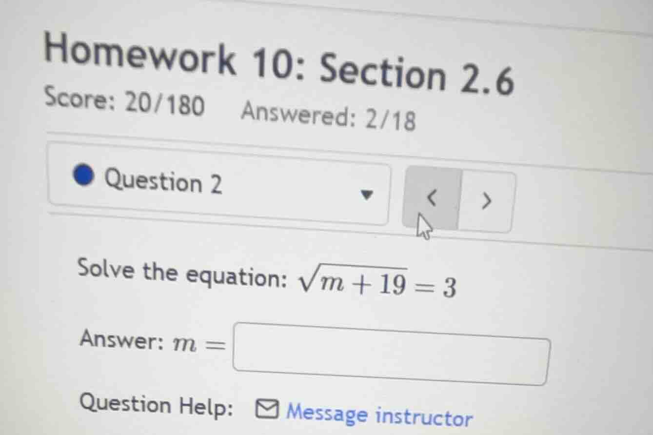 homework 10: section 2.6 score: 20/180 answered: 2/18 question 2 solve …
