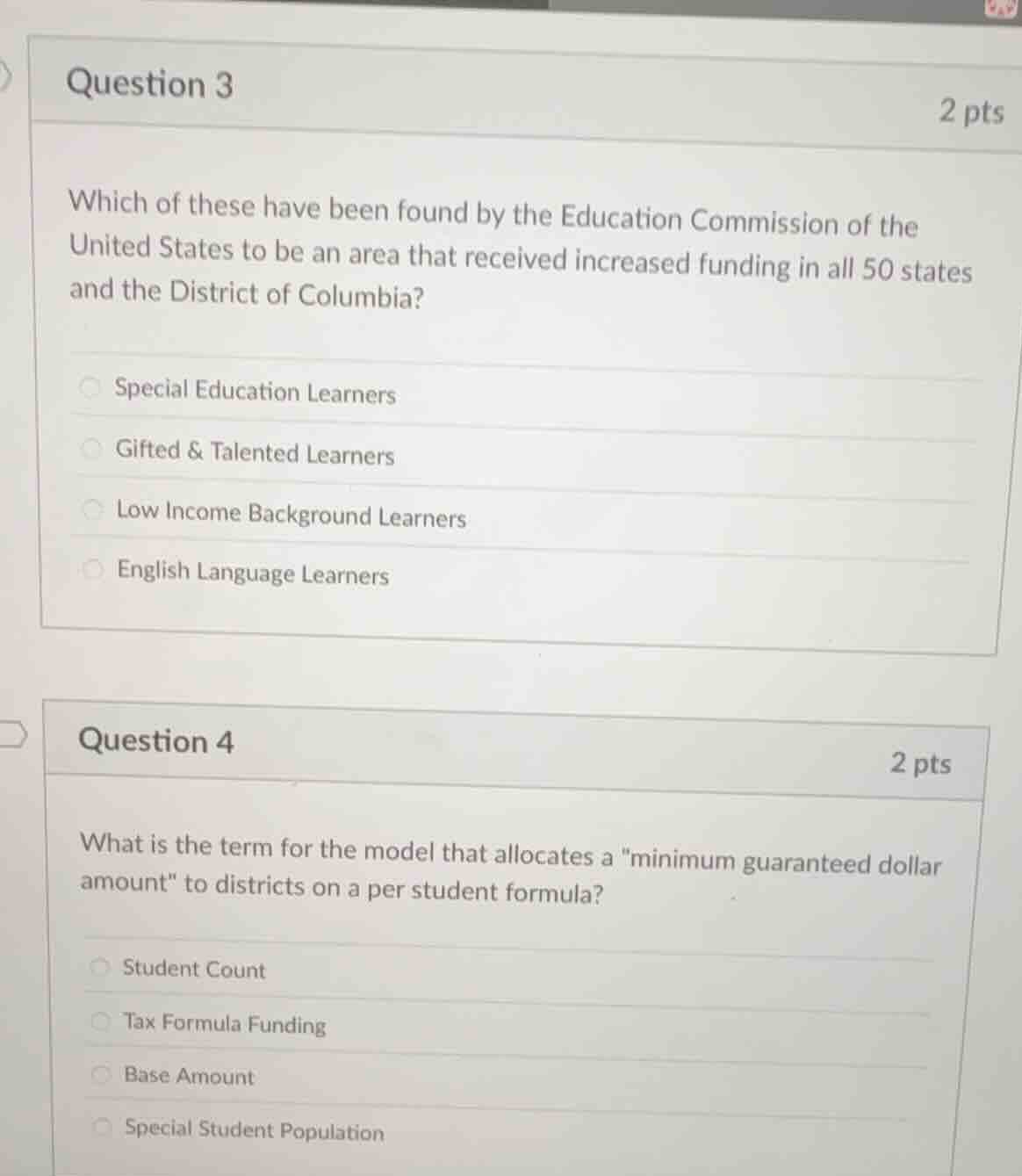 question 3 2 pts which of these have been found by the education commis…