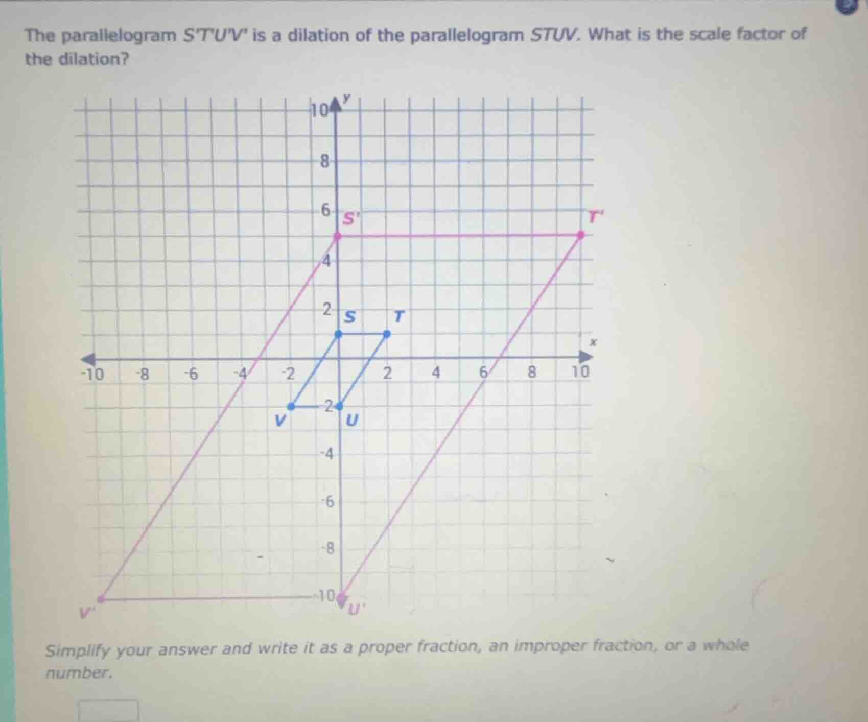 the parallelogram stuv is a dilation of the parallelogram stuv. what is…