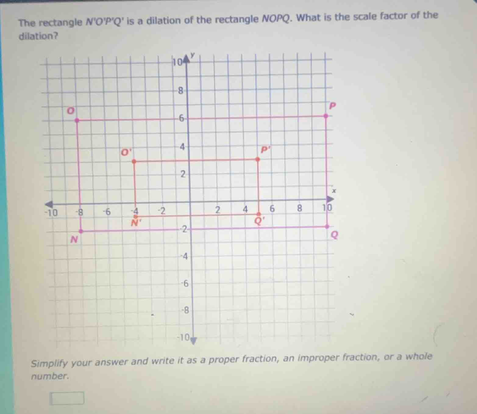 the rectangle nopq is a dilation of the rectangle nopq. what is the sca…