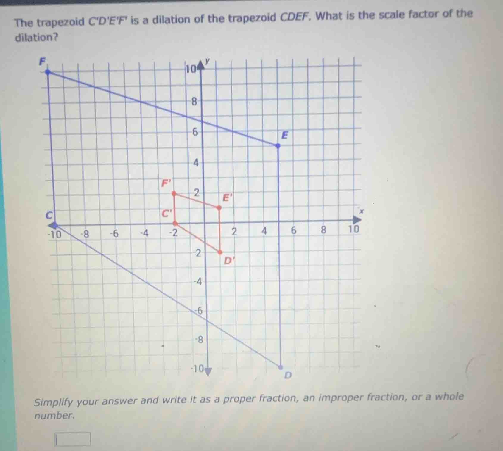 the trapezoid cdef is a dilation of the trapezoid cdef. what is the sca…