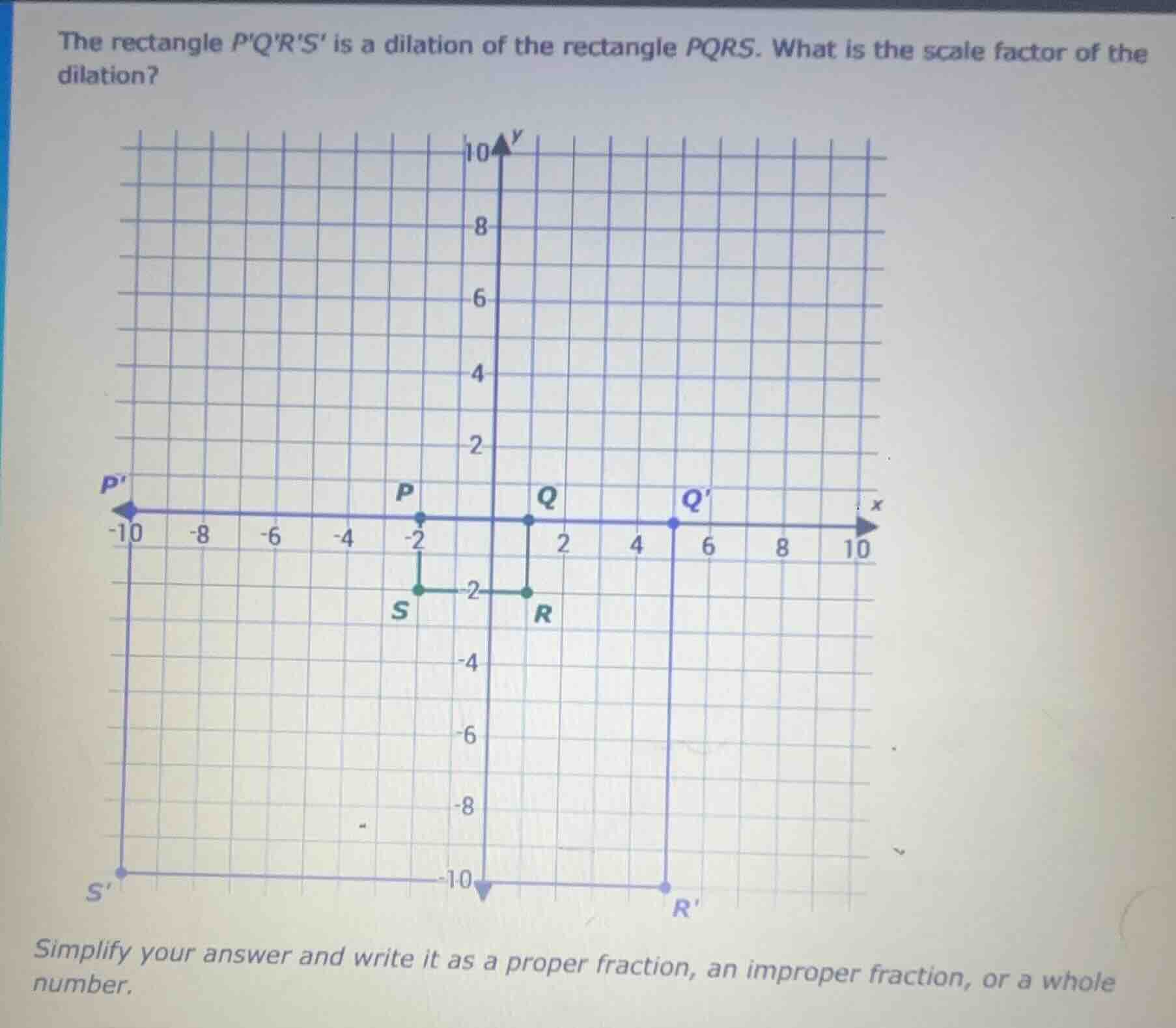 the rectangle pqrs is a dilation of the rectangle pqrs. what is the sca…