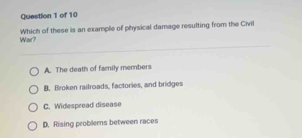 question 1 of 10 which of these is an example of physical damage result…
