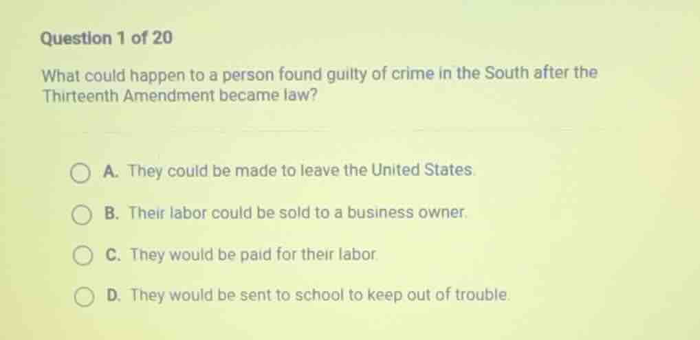 question 1 of 20 what could happen to a person found guilty of crime in…