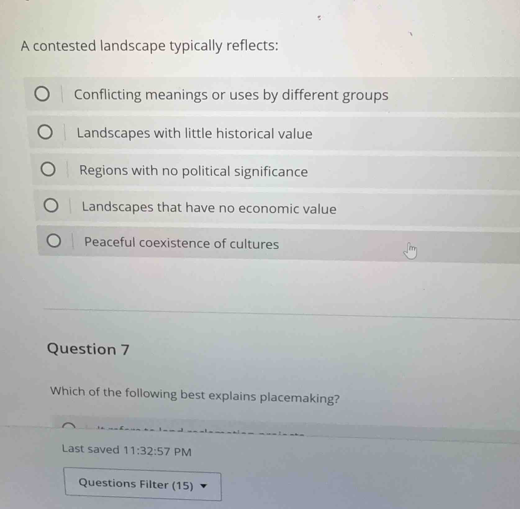 a contested landscape typically reflects: - conflicting meanings or use…