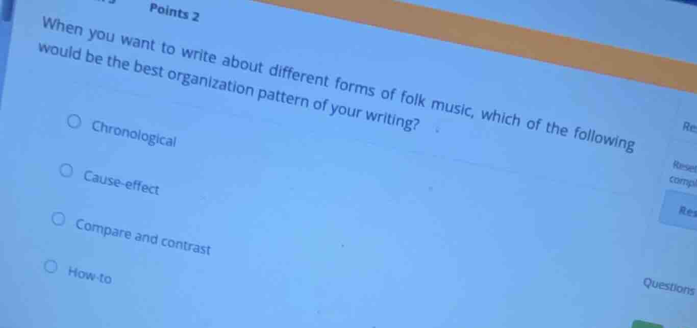 points 2 when you want to write about different forms of folk music, wh…