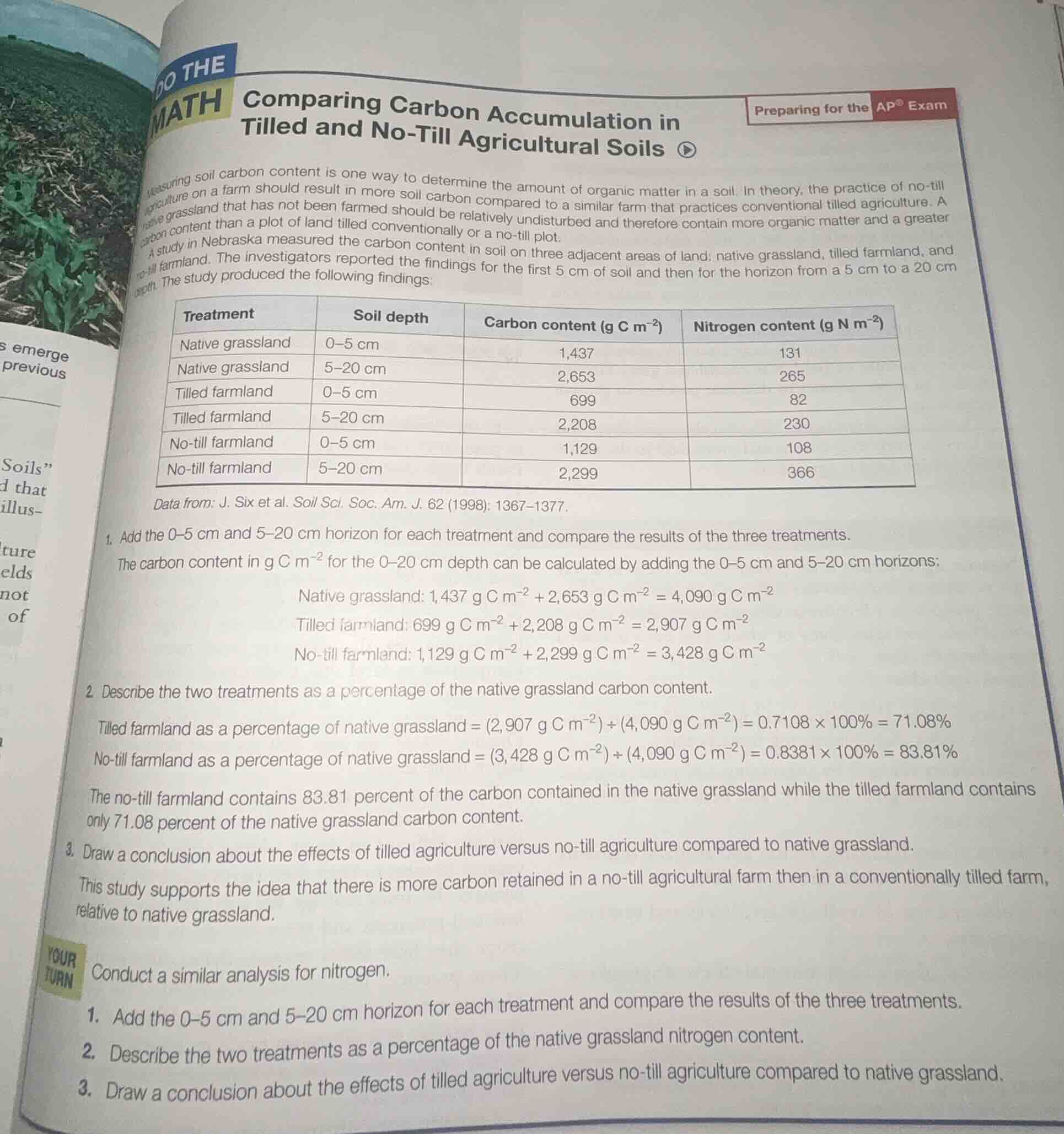 comparing carbon accumulation in tilled and no - till agricultural soil…