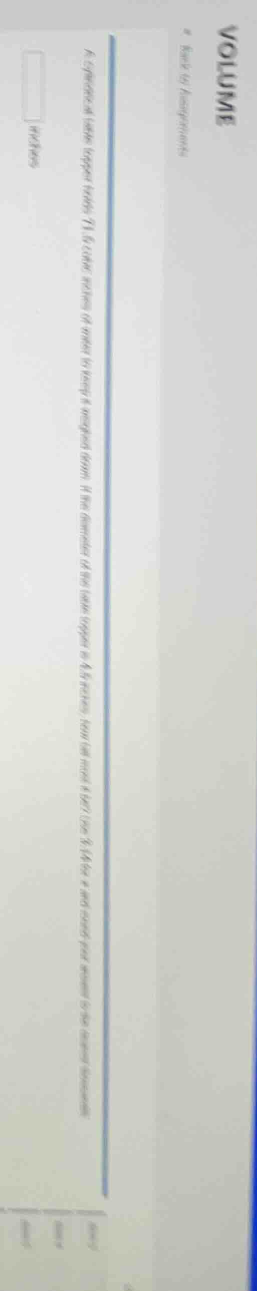 volume a cylindrical water bucket holds 71.6 cubic inches of water to k…