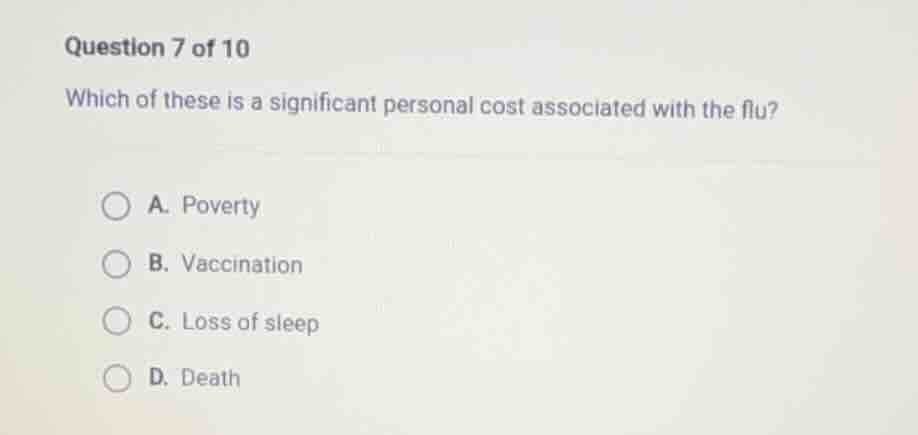 question 7 of 10 which of these is a significant personal cost associat…