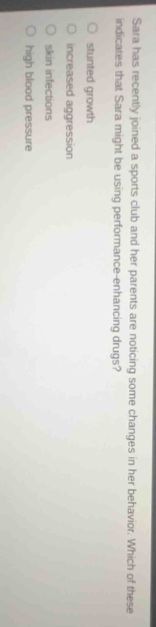 sara has recently joined a sports club and her parents are noticing som…