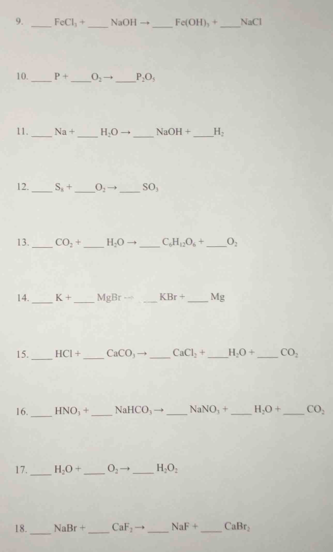 9. \\underline{\\quad\\quad} fecl₃ + \\underline{\\quad\\quad} naoh \ i…
