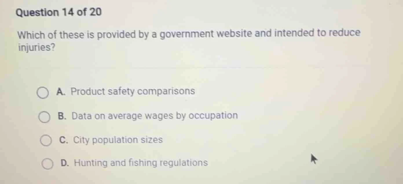 question 14 of 20 which of these is provided by a government website an…