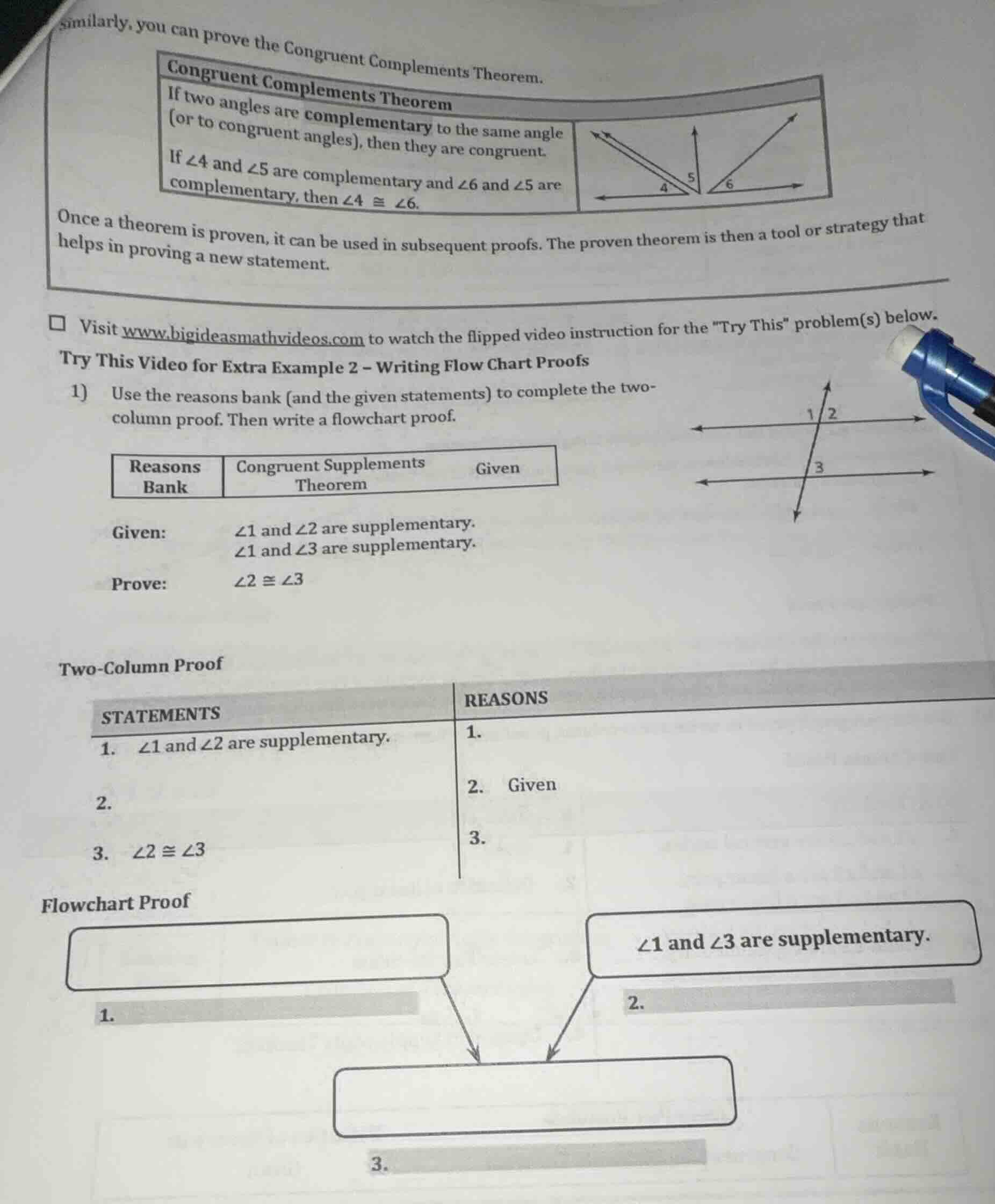 similarly, you can prove the congruent complements theorem. congruent c…