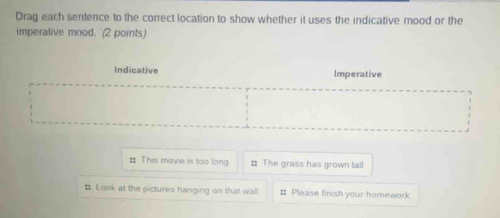 drag each sentence to the correct location to show whether it uses the …