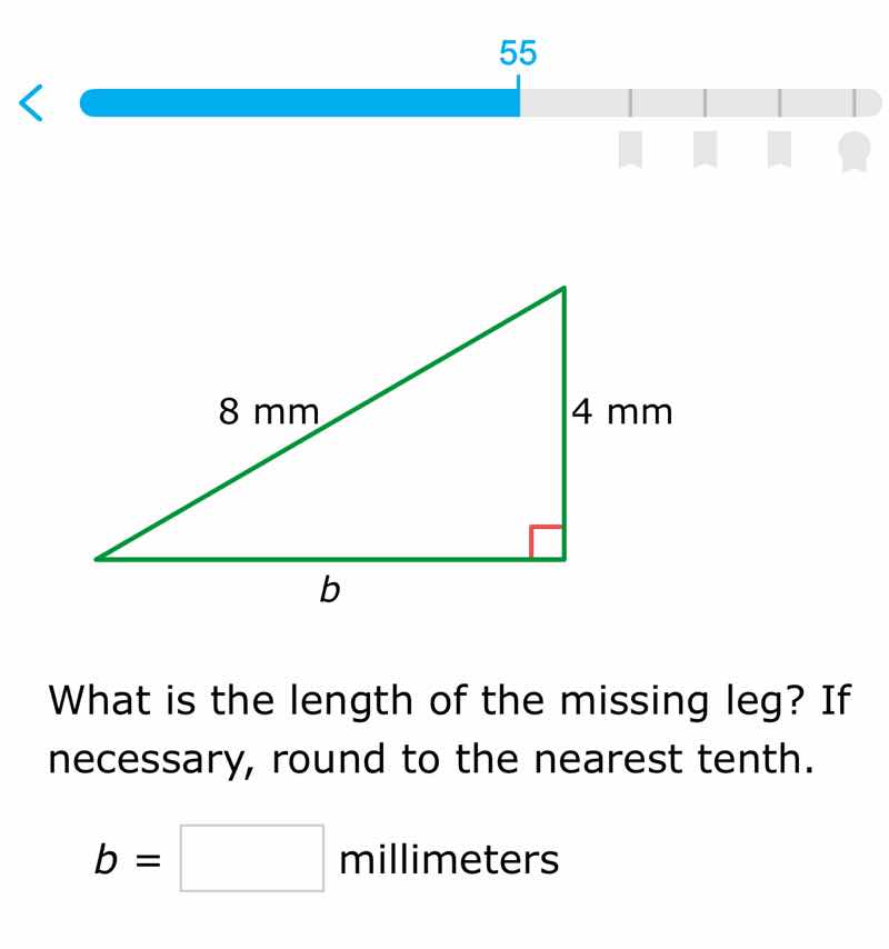 what is the length of the missing leg? if necessary, round to the neare…