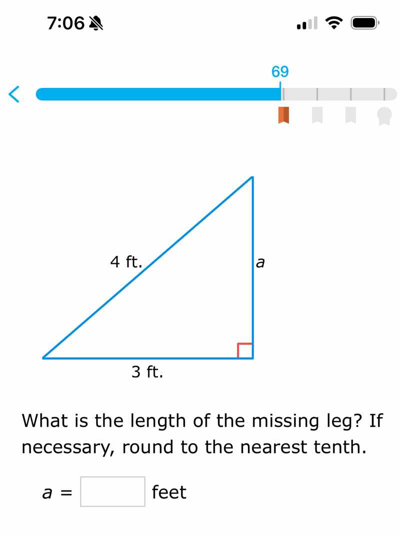 what is the length of the missing leg? if necessary, round to the neare…