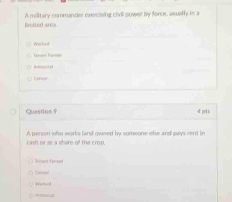 a military commander exercising civil power by force, usually in a limi…