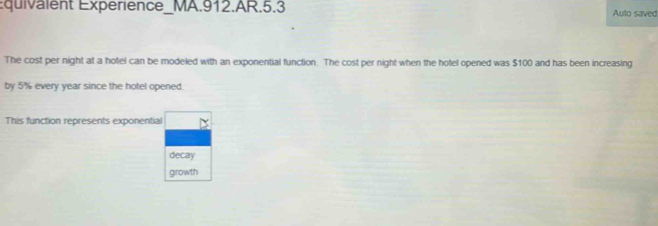equivalent experience_ma.912.ar.5.3 the cost per night at a hotel can b…