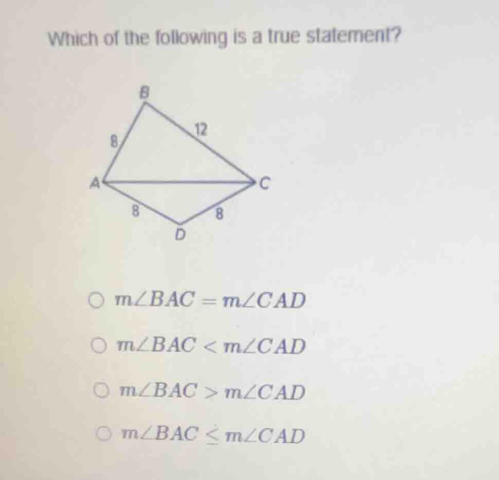 which of the following is a true statement? options: - ( mangle bac = m…