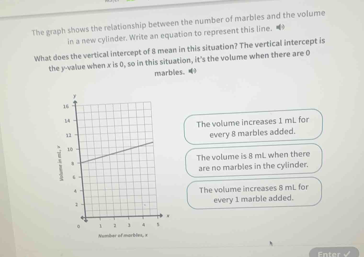 the graph shows the relationship between the number of marbles and the …