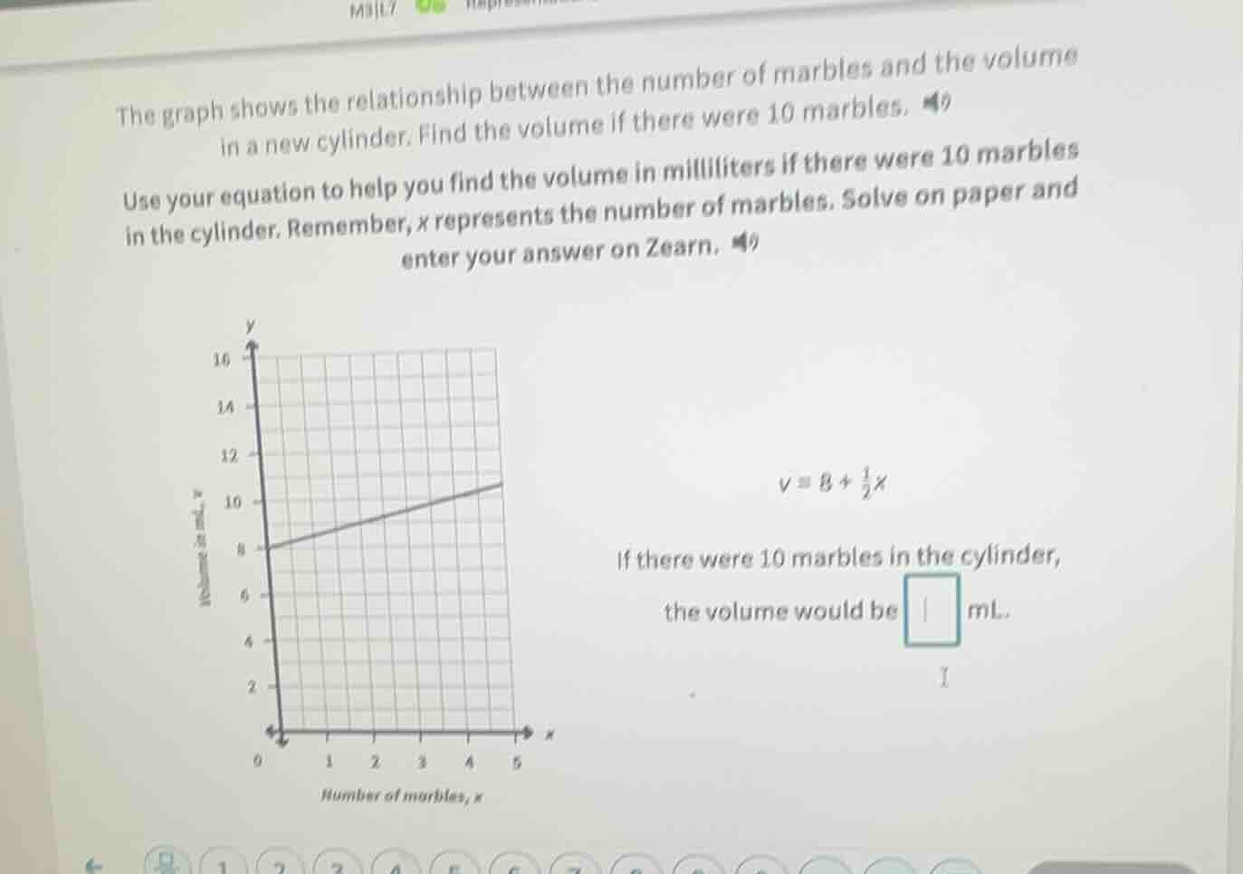 the graph shows the relationship between the number of marbles and the …