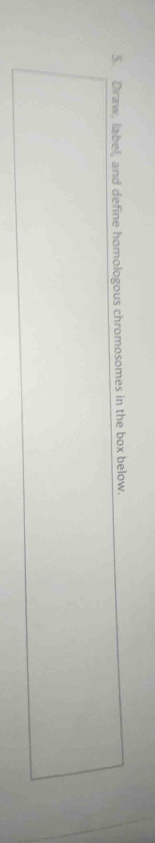 5. draw, label, and define homologous chromosomes in the box below.