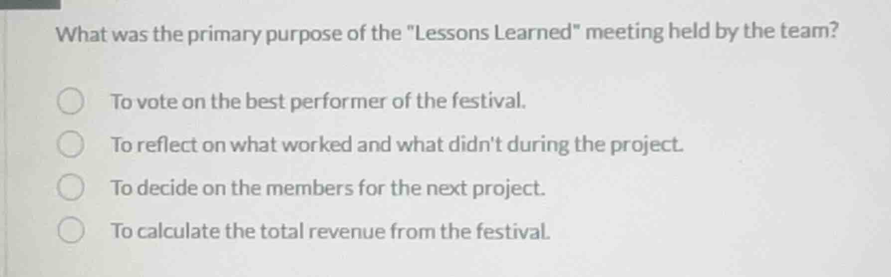 what was the primary purpose of the \lessons learned\ meeting held by t…