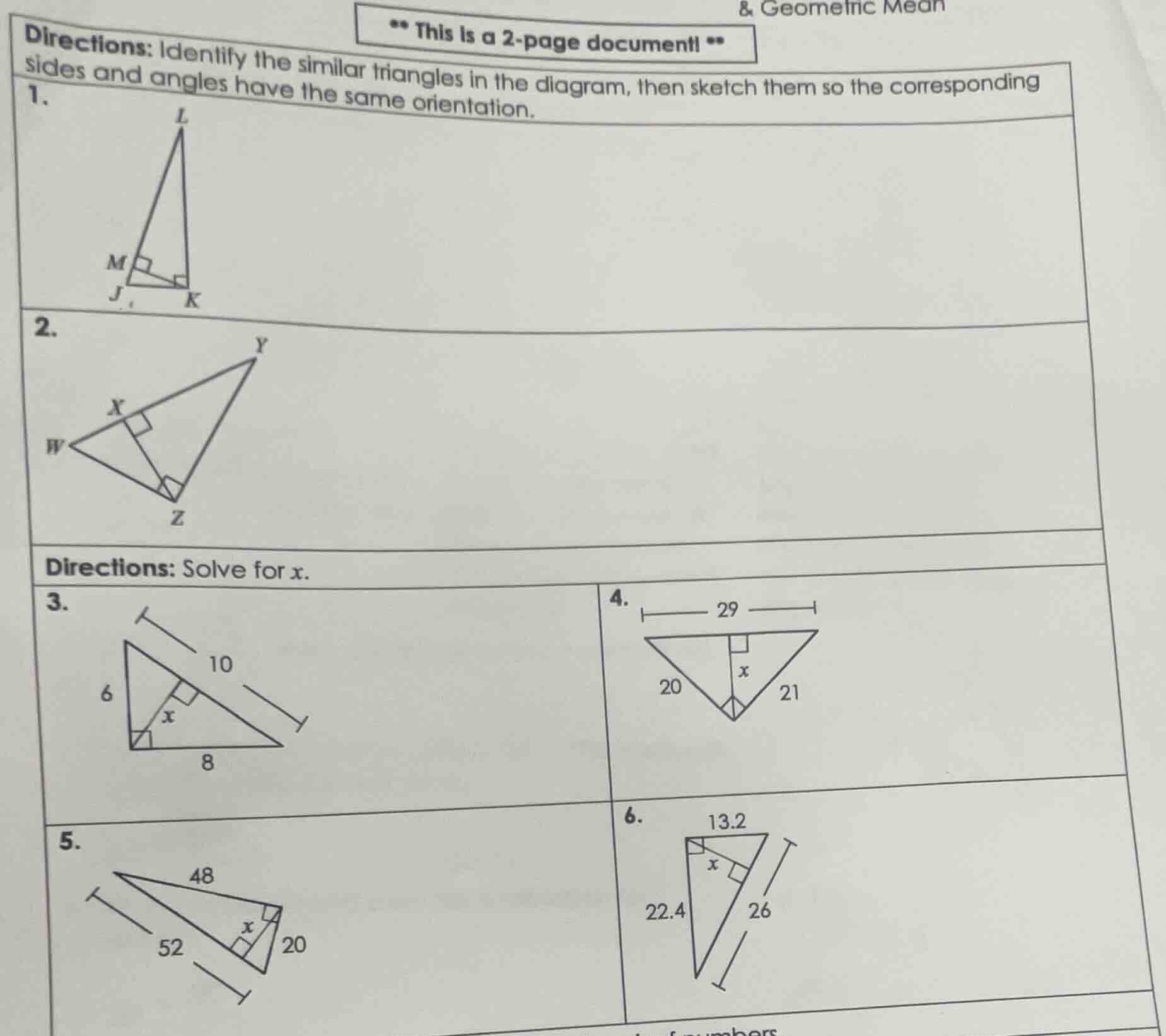 ** this is a 2 - page document! ** directions: identify the similar tri…