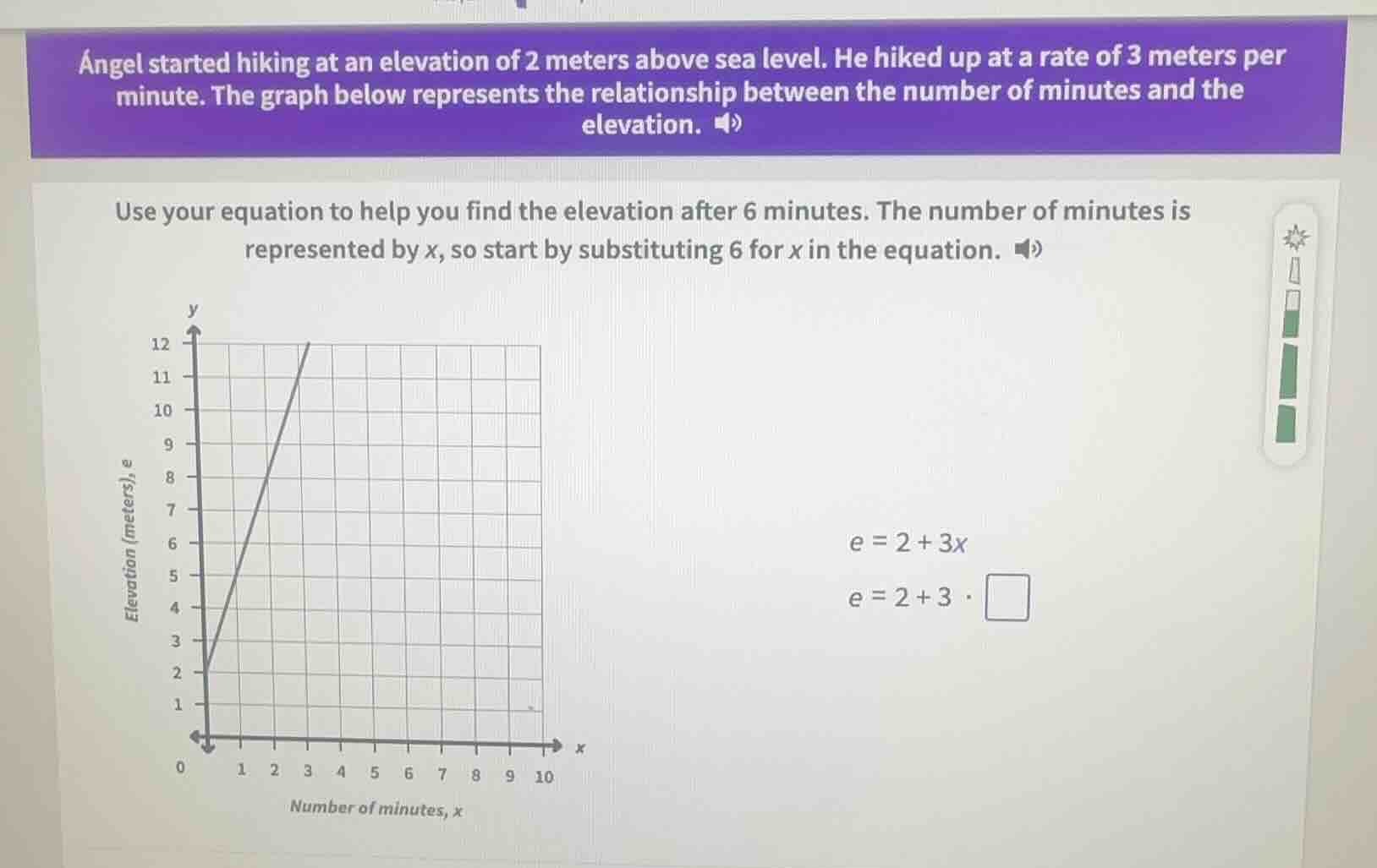 ángel started hiking at an elevation of 2 meters above sea level. he hi…