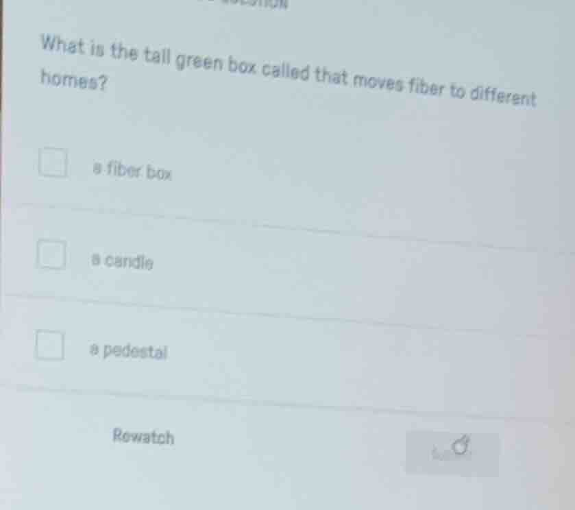 what is the tall green box called that moves fiber to different homes? …