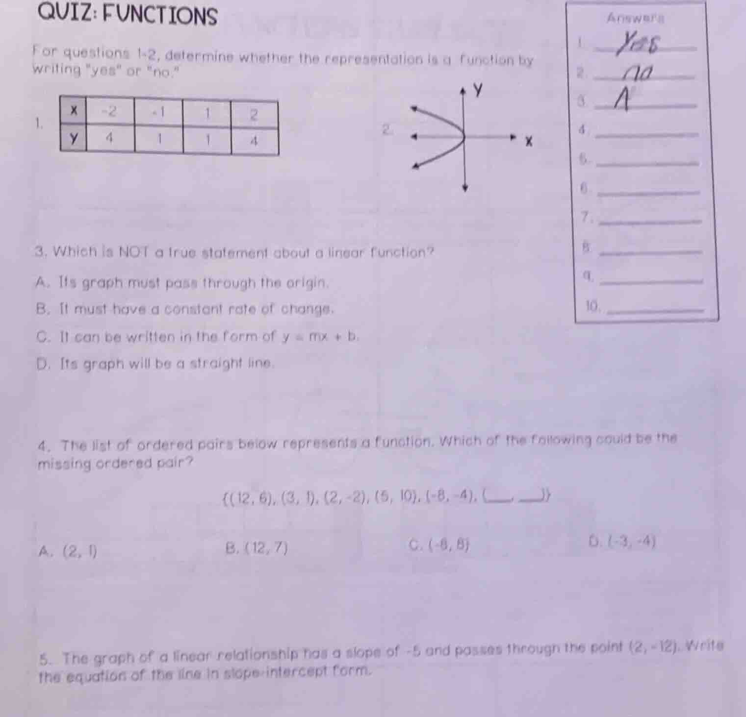 quiz: functions for questions 1-2, determine whether the representation…