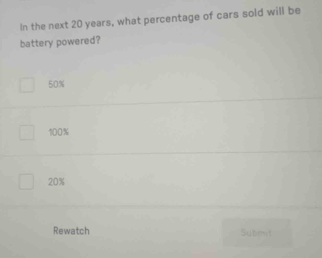 in the next 20 years, what percentage of cars sold will be battery powe…