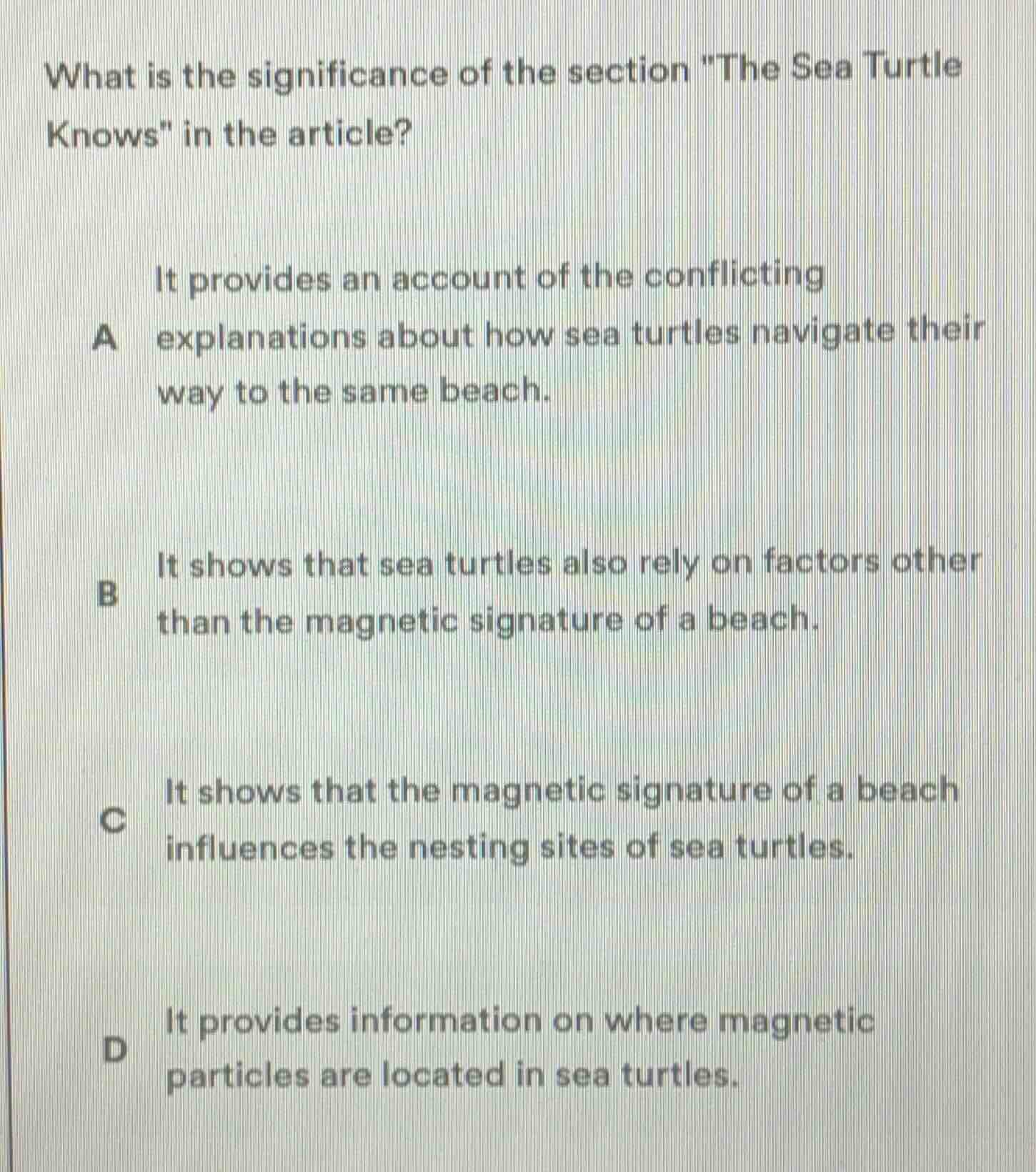 what is the significance of the section \the sea turtle knows\ in the a…