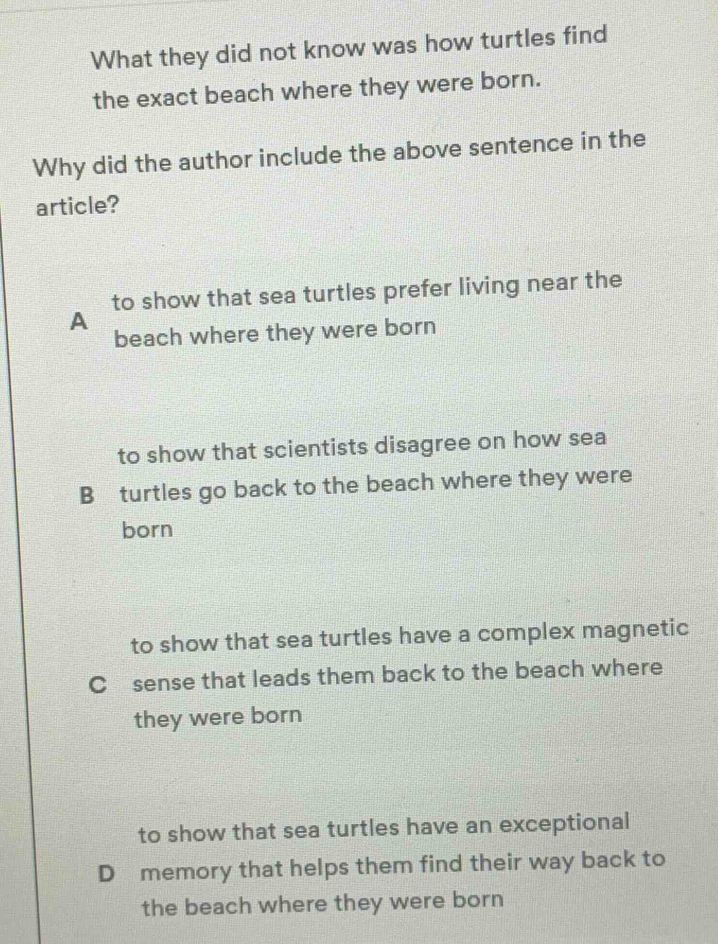 what they did not know was how turtles find the exact beach where they …