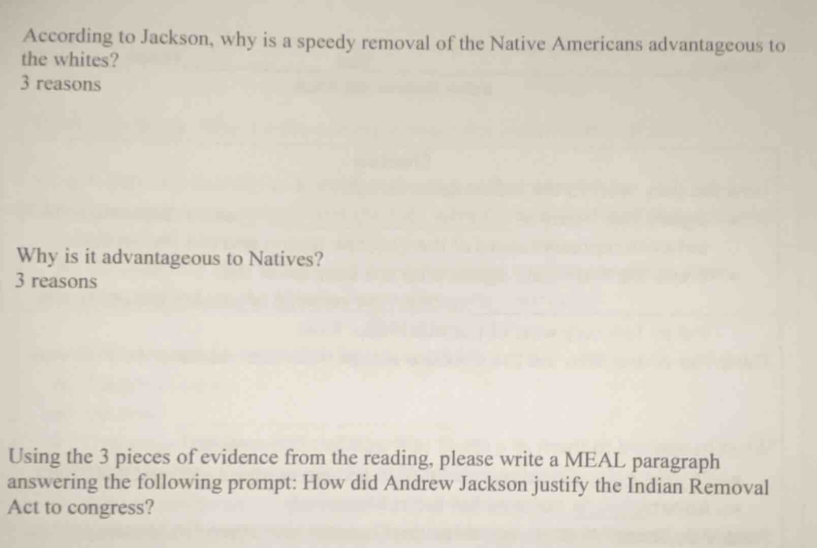 according to jackson, why is a speedy removal of the native americans a…