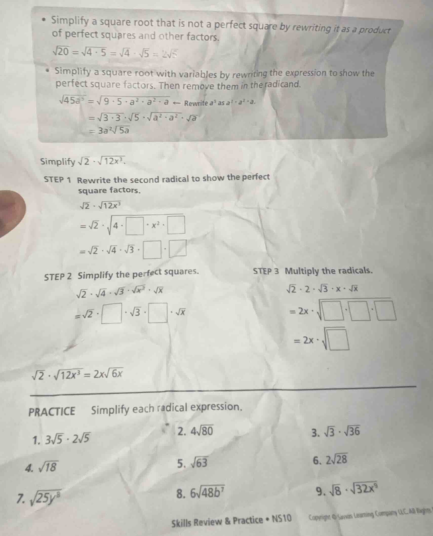 • simplify a square root that is not a perfect square by rewriting it a…