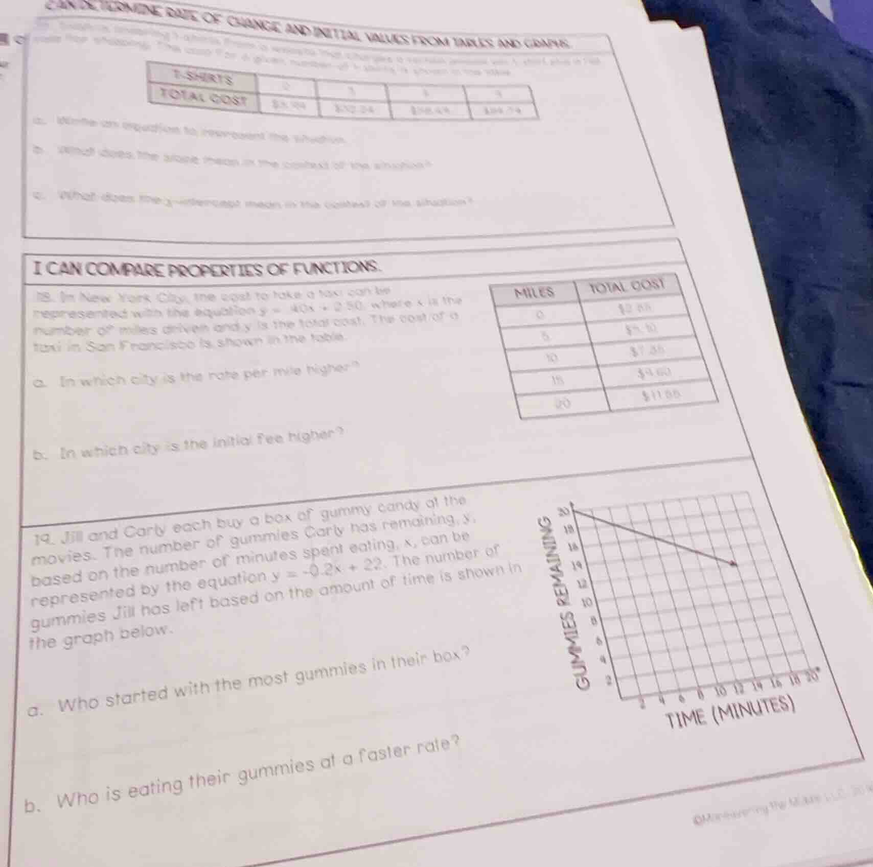 can i determine rate of change and initial values from tables and graph…